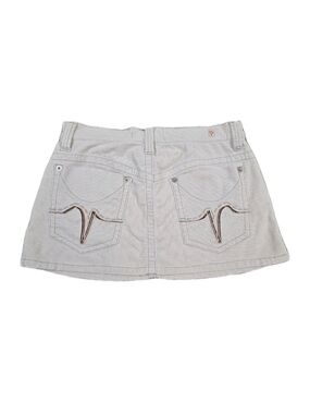 Vintage Y2k Bongo Mini Skirt Cream Corduroy Embroidered Pockets Baddie Skater